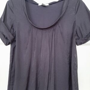 Poppy Garden Short Sleeve Drape Neck Pure Silk Blouse NWOT